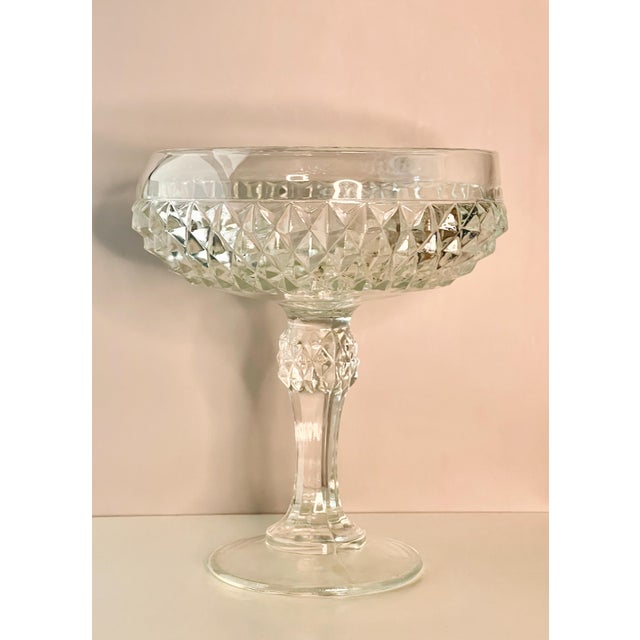 1950’s Diamond Point Pressed Glass Compote Dish For Sale In Jacksonville, FL - Image 6 of 8