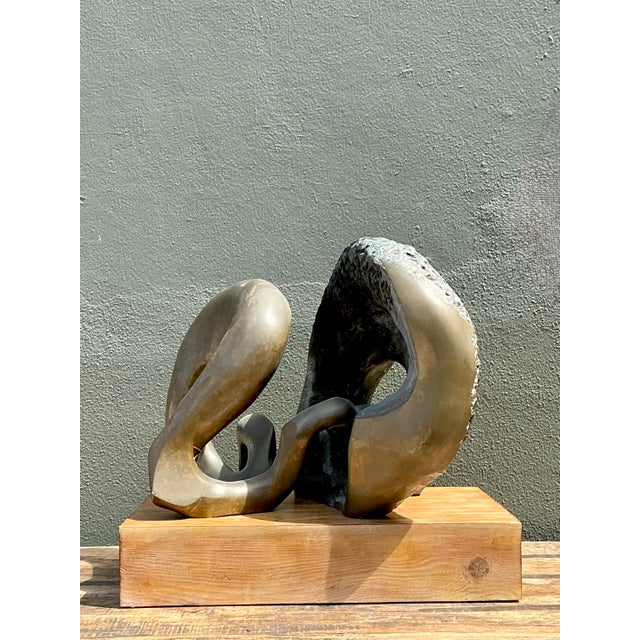 Bronze Vintage Monumental Bronze Abstract Sculpture For Sale - Image 8 of 12