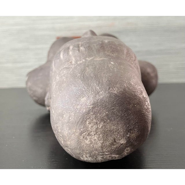 Wood Antique Khmer Sandstone Female Deity Figure on a Wooden Base, 20" T For Sale - Image 7 of 12