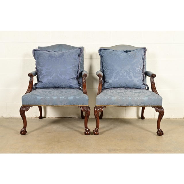 Kittinger Chippendale Carved Mahogany Open Arm Library Chairs | Pair For Sale - Image 18 of 18