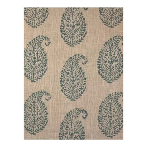 Peter Dunham Kashmir Paisley - Blue/Pink 4 7/8 Yards Linen Fabric