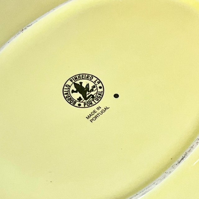 1980s Hollywood Regency Portuguese St Patrick’s Shamrock Yellow Platter, Bordallo Pinneiro For Sale - Image 10 of 10