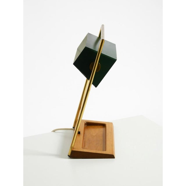 Large Table Lamp with Brass Frame, Teak Base, and Green Lampshade from Temde, 1960s For Sale - Image 11 of 18