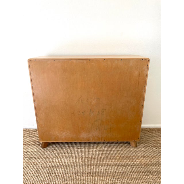Vintage Mid-Century Modern Heywood Wakefield 3 Shelf Bookcase / Bookshelf in Wheat For Sale - Image 11 of 11