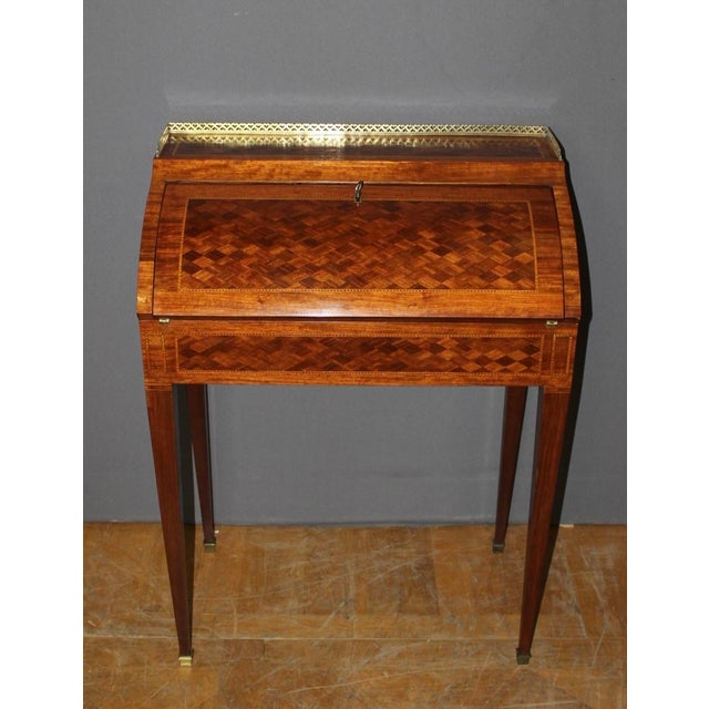 Louis XVI Style Marquetry Roll-Top Desk, 1890s For Sale - Image 15 of 15