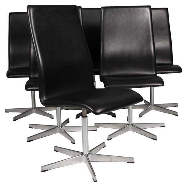Oxford Chairs in Leather by Arne Jacobsen, Set of 6 For Sale - Image 10 of 10