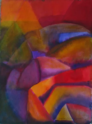 Rose Landscape, Original Abstract Watercolor Painting