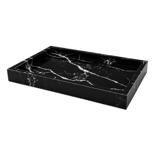 Handcrafted Nero Marquina Marble Tray For Sale
