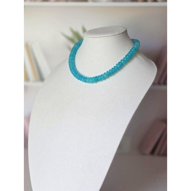 Contemporary Mozambique Amazonite Rondelle Necklace With Amazonite Clasp For Sale - Image 3 of 9