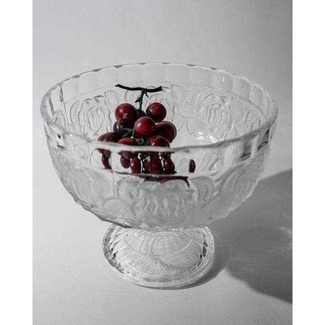 Brown Vintage Footed Bowl in Floral Pressed Glass, 1960s For Sale - Image 8 of 12