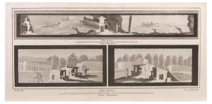 Luigi Aloja, Landscapes with Monuments and Figures, Etching, 18th Century