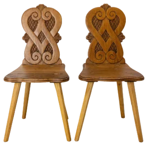 Set of Vintage French Dining Chairs in Oak
