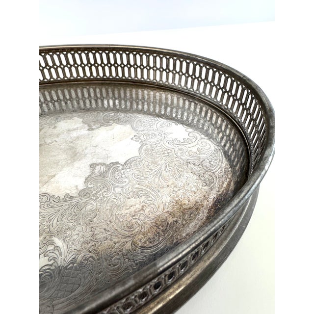Vintage Italian Silverplate Pierced Gallery Tray by Wil For Sale - Image 9 of 10