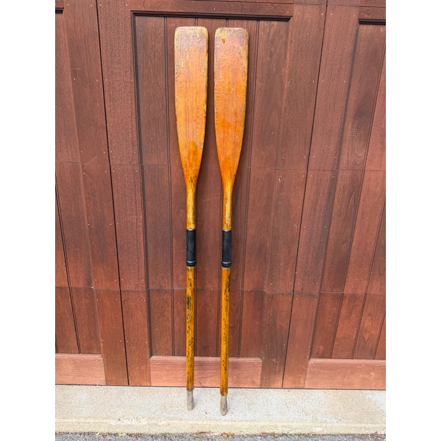 Vintage Two-Piece Wooden Canoe Oars – Pair of Antique Sectional Boat Paddles – Rustic Lake House & Coastal Wall Decor For Sale - Image 13 of 17
