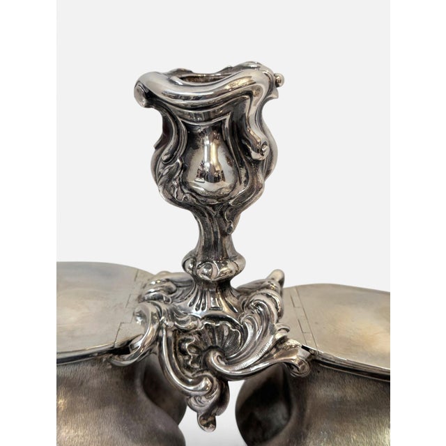 Antique Edwardian Sterling Silver Double Horse Hoof Inkwell Desk Stand For Sale - Image 9 of 15