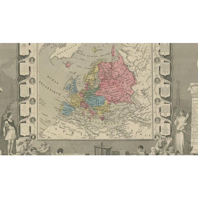 Paper Antique Maps of Europe and Africa by Levasseur, 1845, Set of 2 For Sale - Image 7 of 18