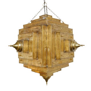 Vintage Brass Pyramid Dot Pendant Light Large For Sale