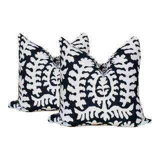 Black and White Medallion Sofa Pillows - A Pair For Sale
