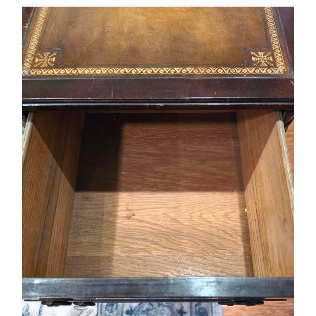 Wood Stickley Pair Traditional Classics Series Two-Drawer Leather-Top Accent Side Table For Sale - Image 7 of 11