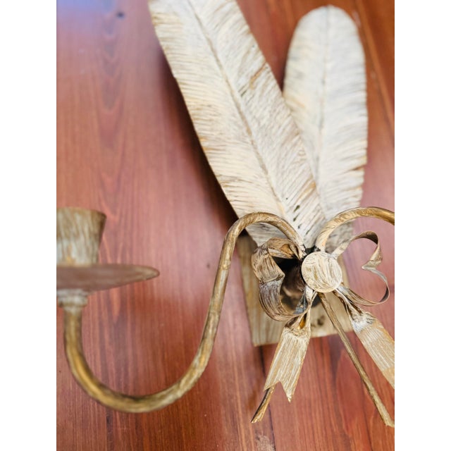 Amazing pair!! Hand marbled by Compton Marbling. These are two candle feather and bow sconces. Done in Tisbury Wiltshire...