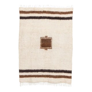 Vintage Turkish Handwoven Goat Hair Shag Kilim Floor Rug, 4’ X 6’ For Sale