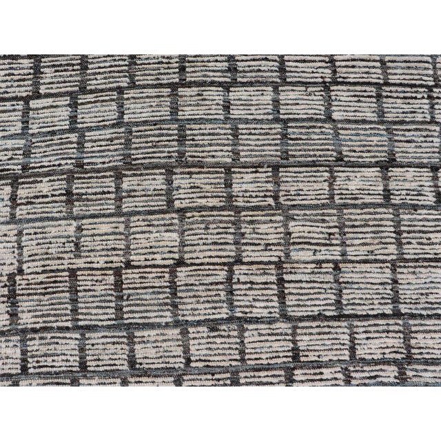 Blue Modern Hand Knotted Rug by Keivan Woven Arts, Steel Blue & White, 9'5" X 11'0 For Sale - Image 8 of 12