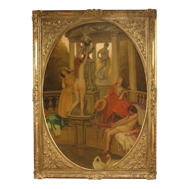 A. Protti, the Swans, 1930, Oil on Canvas For Sale
