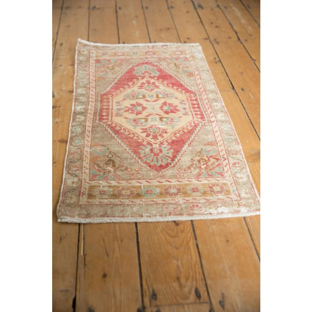 Shabby Chic Vintage Distressed Oushak Rug Mat Runner - 1'9" X 3'3" For Sale - Image 3 of 6