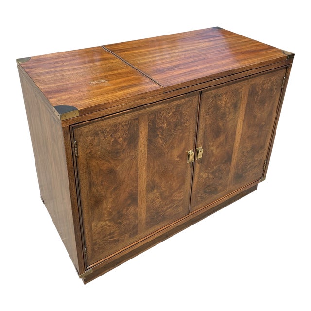 1970s Hickory Manufacturing Company Burlwood Bar Serving Chairish