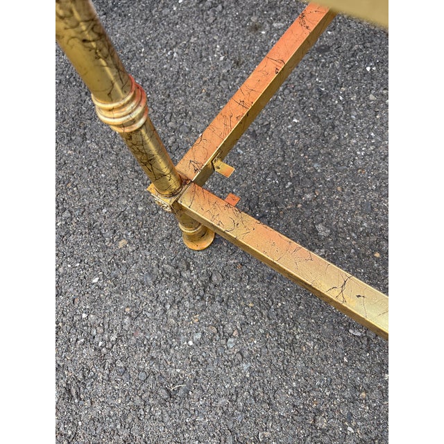 Maison Jansen Attribution Set of Two Tables Cane Gilt Veining For Sale - Image 9 of 15