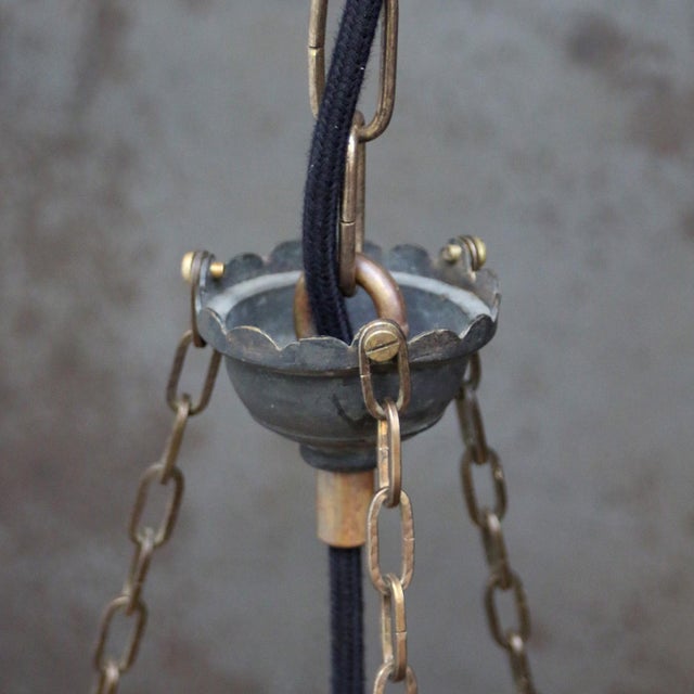 French Art Deco Alabaster Pendant with Brass Mount, 1920s For Sale - Image 6 of 8