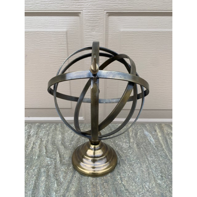 Brass Vintage Brass Armillary Sphere Sundial Garden Ornament, English Country Style For Sale - Image 8 of 11