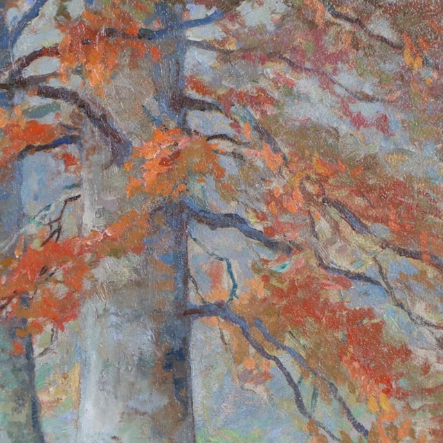 Carl Graf Autumn Landscape Oil Painting on Canvas Board Framed, Signed 1925 For Sale - Image 4 of 7