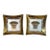 Mid-Century Modern Signed Georges Briard 22k Gold Wheat Sheaf Square Dishes - A Pair For Sale