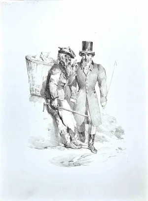 The Gentleman and the Wayfarer, Original Etching, Late-19th-Century