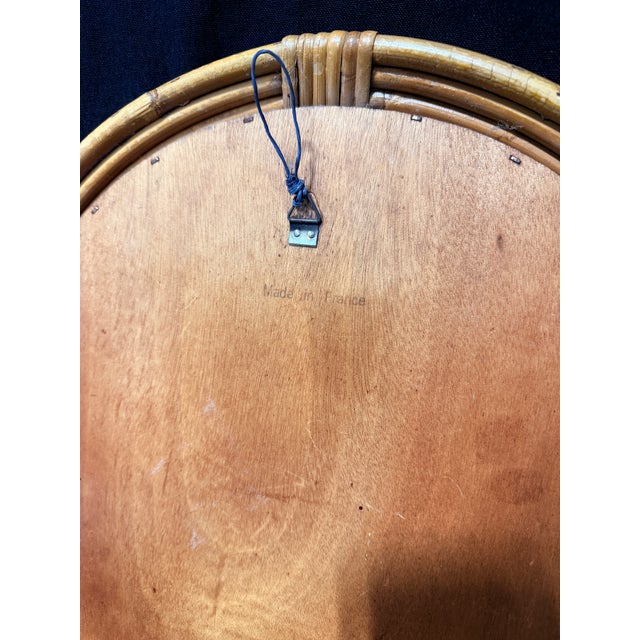 French Mid-Century Rattan Wall Mirror, Made in France Circa 1960 For Sale - Image 4 of 4