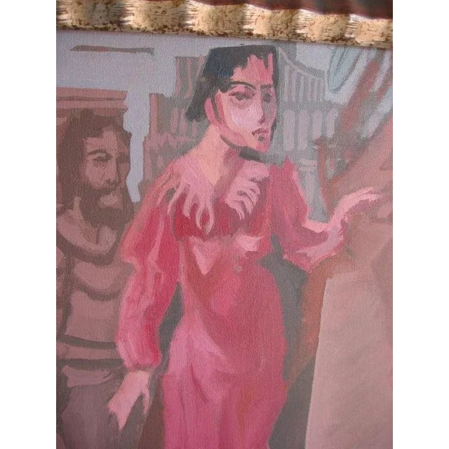 1980s Vintage Harvey Parks Theatrical Acrylic Painting Custom Framed 1984,PInk's, Charcoal, Red, Brown For Sale - Image 5 of 7