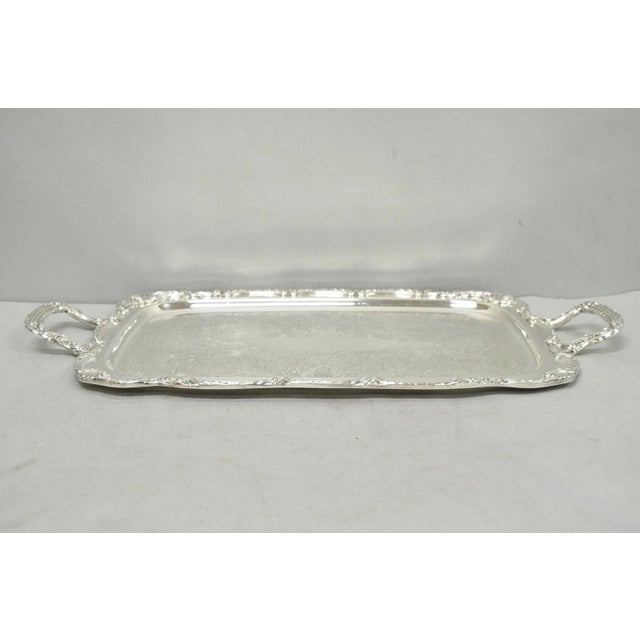Vintage Wm a Rogers Victorian Silver Plated Twin Handle Serving Platter Bar Tray For Sale - Image 13 of 14