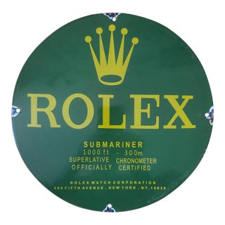 Vintage Enamel Rolex Watch Sign For Sale