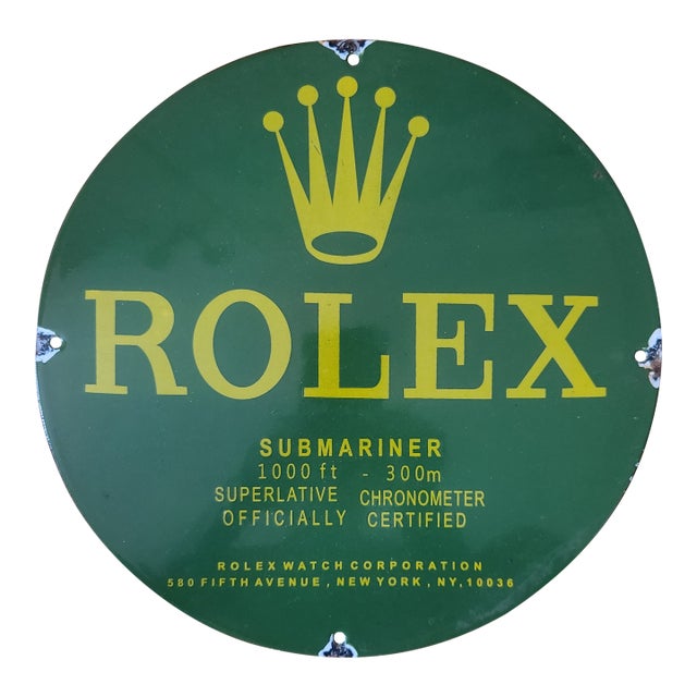 Vintage Enamel Rolex Watch Sign For Sale
