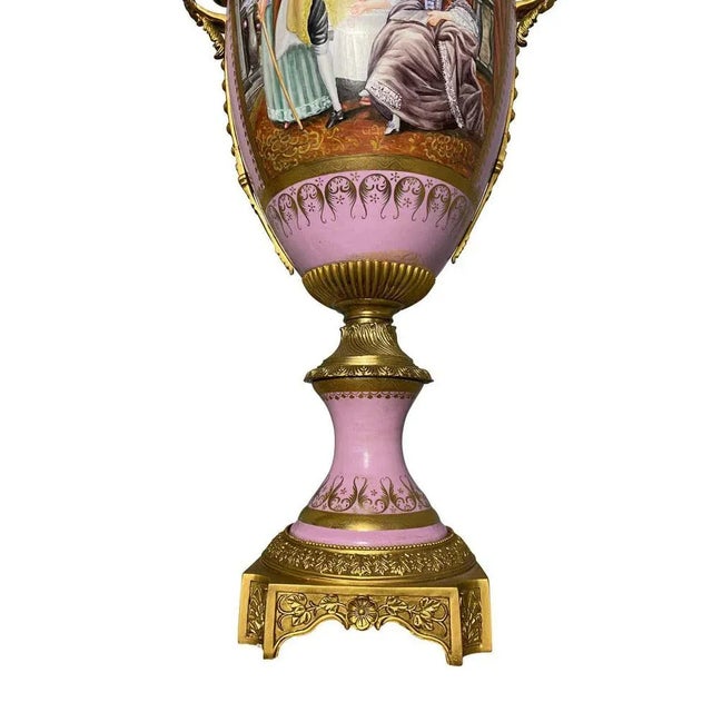 French Sèvres Porcelain Vases in Pink, 20th Century, Set of 2 For Sale - Image 9 of 16