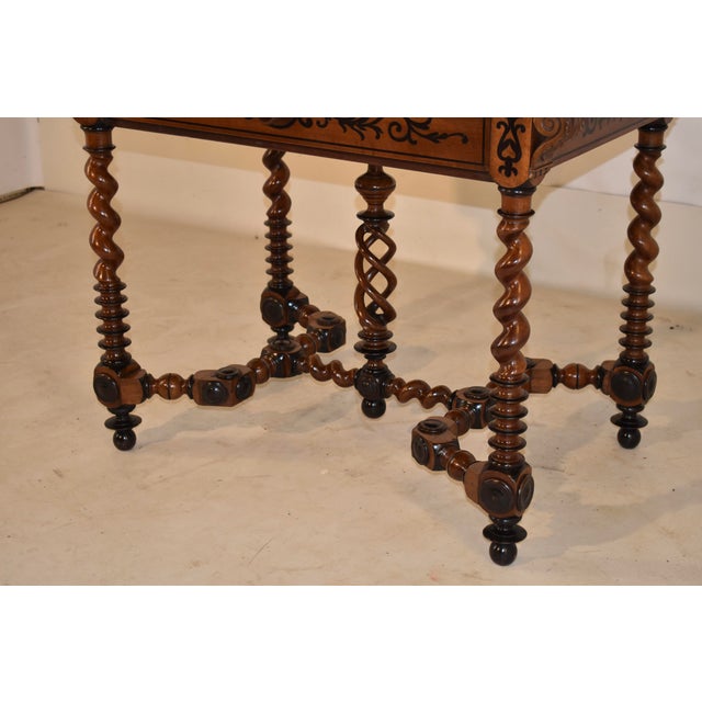19th Century French Walnut Inlaid Desk For Sale - Image 9 of 12