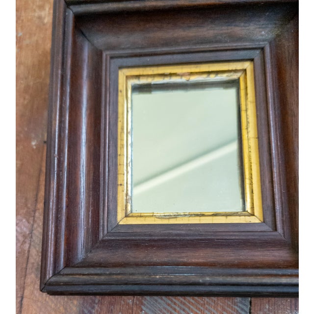 Brown 19th Century American Victorian Miniature Mirror in Walnut Frame For Sale - Image 8 of 12
