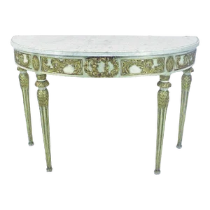 Mid-20th Century Argentine Empire Revival Giltwood and Marble Demi-Lune Table/Console by Maison Jansen