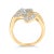 Early 21st Century 18K Yellow Gold Plated .925 Sterling Silver 1/2 Cttw Baguette and Round Diamond Bypass Triple Leaf R For Sale - Image 5 of 7