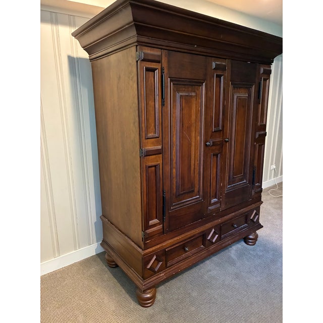 European Style Handcrafted Pine Armoire For Sale - Image 4 of 7