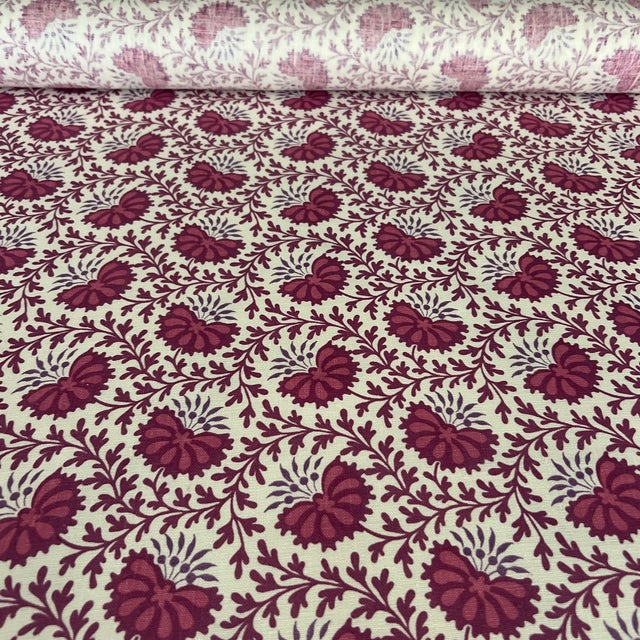 Textile Sister Parish Custom Magenta and Orchid Pink Vreeland Verbena Linen Fabric - 5 1/2 Yards For Sale - Image 7 of 8