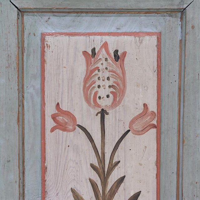 Blue Folk Art Rustic Farmhouse Painted Bridal Cabinet, 1825 For Sale - Image 8 of 16