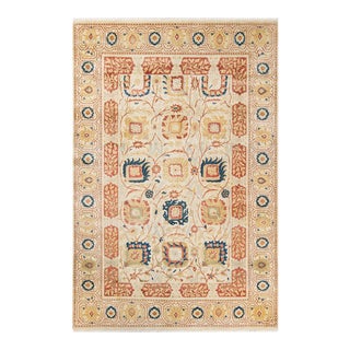 Vintage Tribal Hand Knotted Wool Area Rug, Ivory - 6'0" X 8'10" For Sale