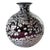 Vintage Murano Style Dark Purple White Confetti Speckled Hand Blown Art Glass Vase For Sale